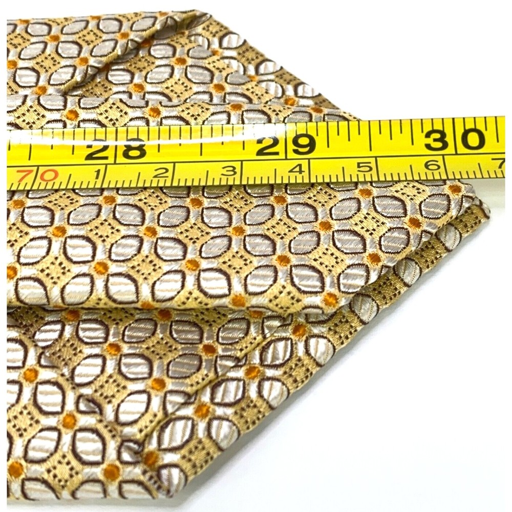 JOS A BANK Signature Collection Light Yellow Beige White Orange Dots Silk Tie - Picture 8 of 9
